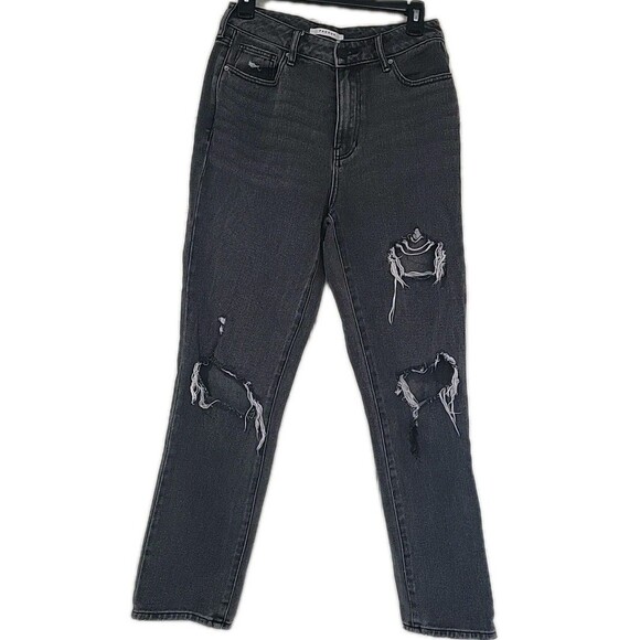 Pacsun Women’s Size 27 Distressed Mom Light Black Denim Jeans - Picture 1 of 14